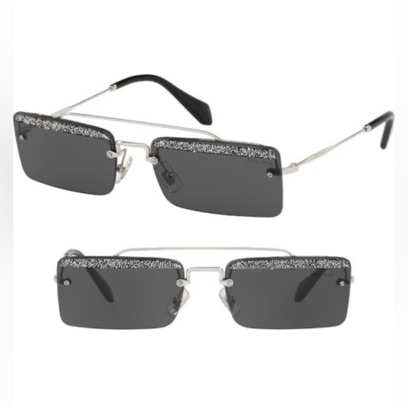 NWT MIU MIU SOCIT 58 mm square lens Sunglasses w/Case GORGEOUS!! And case - Picture 3 of 5